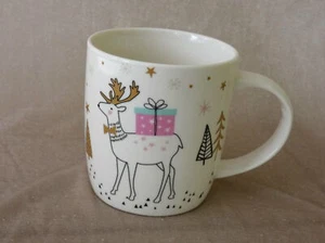 Kaffee Tasse Hirsch, Tannen, Pastell Gold,  Becher, Tee, 300 mL, Weihnachten - Bild 1 von 3