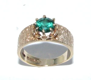 Anello Da Donna In Oro 9 Carati Con Pietra Verde Taglia L - Foto 1 di 10