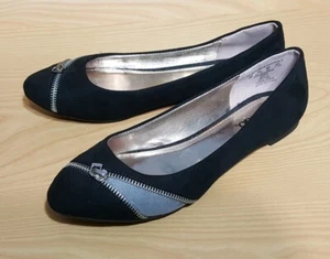 Bongo Black Ballet Flats Faux Suede Leather Womens Shoes 9 M - Picture 1 of 12
