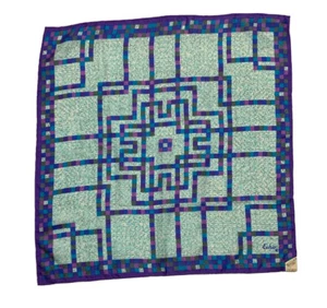 ECHO Blue Geometric Silk Scarf JAPAN 26"/ 25" EC - Picture 1 of 5