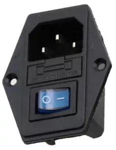 Aparatos frigoríficos hembra empotrada C14, 250V10A con interruptor azul y fusible - Imagen 1 de 6
