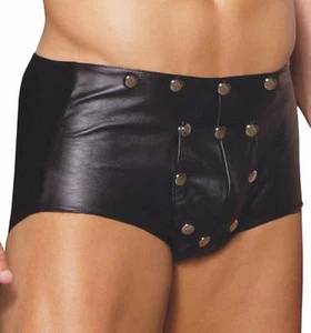 Men's Studded Leather Shorts Breakaway Front Pouch Opening Hot Pants L9130 - Picture 1 of 2