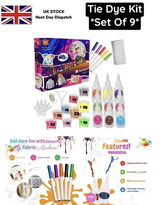 Tie Dye Kit Mystique Generation Creative Art Craft Clothes Dye Set of 9 - Image 1 of 4