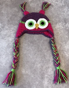 OWL Hat TODDLER Beanie Child Preschool Size Crochet Handmade 7.5x5.5 Inches - Picture 1 of 7