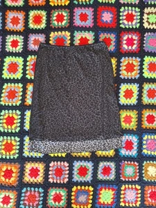 Vtg Y2k Derek Heart Size L Leopard Cheetah Print Mesh Midi Lettuce Hem Skirt - Picture 1 of 3