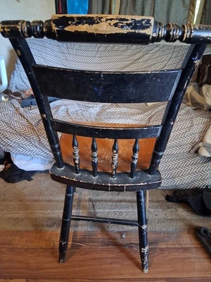 Vtg L Hitchcock Black Stenciled Harvest Windsor Maple Dining Chair - EXCELLENT - Image 1 of 4