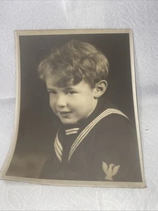 Ritratto fotografico bianco e nero originale vestito giovane marinaio 8 x 10 - Foto 1 di 4