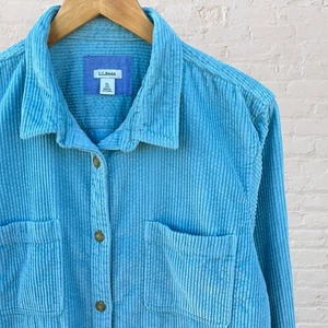 L.L. Camisa Bean Gruesa Pana Con Botones Manga Larga Azul Para Mujer XL Alta - Imagen 1 de 6