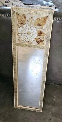 Vintage 26" X 7.5" Square Top Tiled Wood Framed Wall Mirror Michelle Navavair? - Image 1 of 4