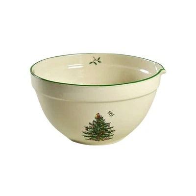 Spode Christmas Tree 2-Quart Mixing Bowl with Pour Spout – Holiday Serveware
