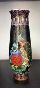 Chinesische Vintage Vase schwarz geschliffen Cloisonne emailliert 20. Jahrhundert - Bild 1 von 8