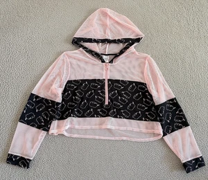 Pusheen Hoodie Womens 3XL Crop Mesh Cat Pullover Long Sleeve Kawaii Half Zip - Picture 1 of 7