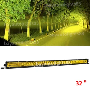 32"inch Yellow Dual Row LED Work Light Bar 4WD Truck SUV ATV Driving Lamp 2 ROW - Picture 1 of 9