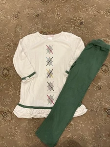 Janie and Jack Girls Oversized Swing Top Sz6 W/ Green Leggings W/ Bows Size 8 - Picture 1 of 8