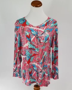 Cárdigan Suéter Talbots Talla Grande L Estampado Colibrí Peso Ligero Mangas 3/4 - Imagen 1 de 4