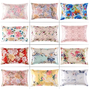 Maulbeer Seide Kissenhülle 25Momme Slip Seide Kissenbezug Blumenmuster 48x74cm - Bild 1 von 25