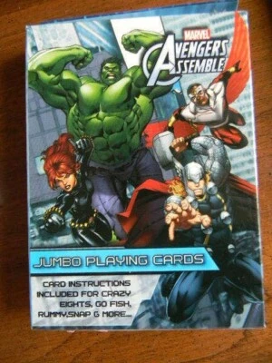 MARVEL Avengers - Jumbo Playing Card Games-  Instructions -Go Fish 5”x 3.5” -NIP - Image 1 of 2