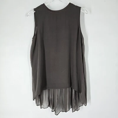 Blusa Elie Tahari Verde Seda Plisada Espalda Sin Mangas Sin Talla Se Ajusta Como M Foto 1 de 4