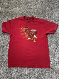 Vintage Harley Davidson Motorrad T-Shirt Gr. L rot Fire Eagle St. Maarten - Bild 1 von 9