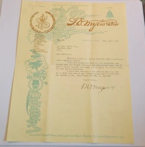 FE Myers Letterhead- Famous Pump Company From Ohio, 1908 - Picture 1 of 1