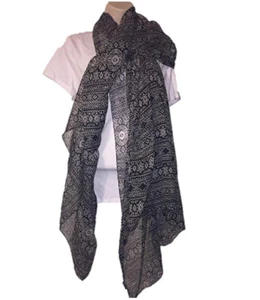 Cejon Accessories Black Print Lightweight Scarf/Wrap, Retail $20.00 - Picture 1 of 5