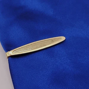 Swank 1/20 12K GF Grooved Oblong Short Polished Brushed Metal Tie Clip Clasp Bar - Picture 1 of 13