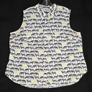 Talbots ärmelloses Top 20W Polyester Zebramuster Knopfleiste schwarz weiß gelb - Bild 1 von 5
