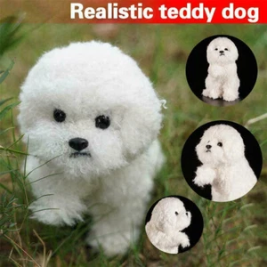 Realistischer weißer Teddy Hund Plüschtier Stofftier Puppe Geschenk Dekor - Bild 1 von 9