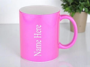 Personalised Engraved Mug Any Name 11oz Durham Mug Pink Glitter - Picture 1 of 2