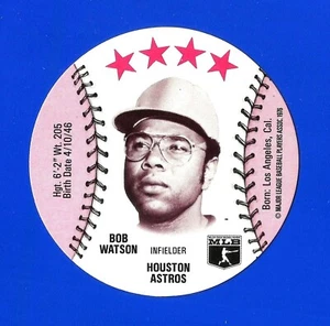 1976 ISALY'S / SWEET WILLIAM BASEBALL DISC - BOB WATSON NM+ HOUSTON ASTROS - Picture 1 of 2