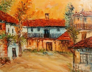 quadro olio fauvista vintage case paesaggio - Foto 1 di 12