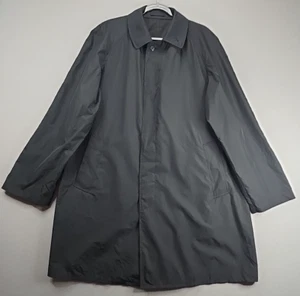 John W Nordstrom Mens SzL Long RAin Coat Black Trench unlined Packable - Picture 1 of 11