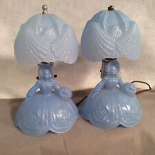 Vintage Art Deco lamps rare Souther Bells Light Blue Mid Century