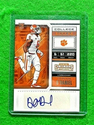 DORIAN O'DANIEL AUTO ROOKIE TICKET CHIEFS 2018 CONTENDERS DRAFT PICKS FOOTBALL  - Image 1 of 4