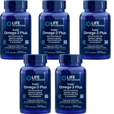 Life Extension Super Omega-3 EPA/DHA Krill/Astaxantina/Extracto de Oliva 5X120geles Foto 1 de 2