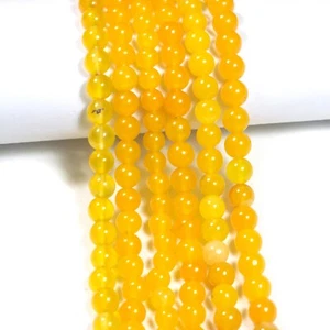100% Natural Yellow Chalcedony Smooth Round 8-13MM AAA+ Gemstone Loose Beads 12" - Picture 1 of 6