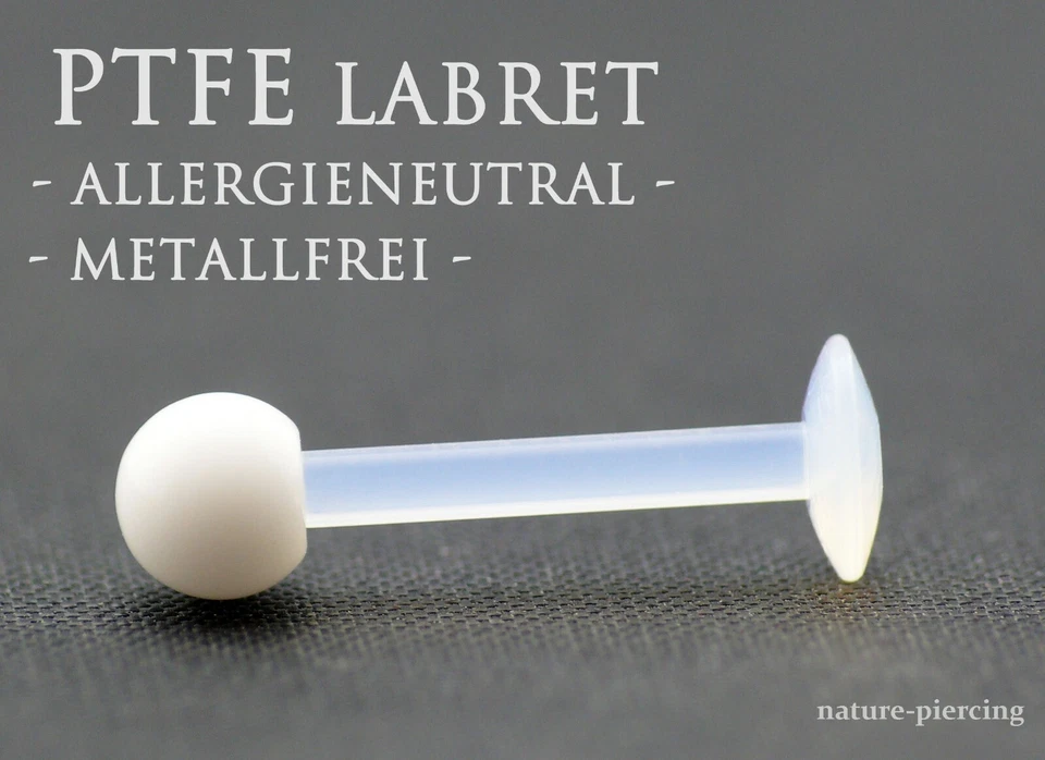 PTFE Piercing Labret Stecker Lippenpiercing Bioflex - 6-16mm weiß metallfrei - Bild 1 von 1