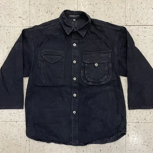 Vintage Cross Colours Denim Shirt Jacket Button Up Cargo Pocket Black L - Picture 1 of 8