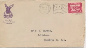 B.P.O. Elks Klamath Falls Lodge no.1247 Oregon 1915 Advertising Flag cancel + - Picture 1 of 2