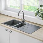 1.5 Bowl Inset Grey Composite Kitchen Sink with Reversible Drainer - BeBa_26213B
