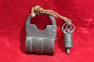 Iron Lock and Screw Key Old Vintage Antique Rare Collectible - Picture 1 of 4