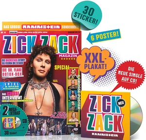 Rammstein - Zick Zack Maxi CD + XXL Plakat + 30 Sticker + 6 Poster 32 Seiten NEU - Bild 1 von 3
