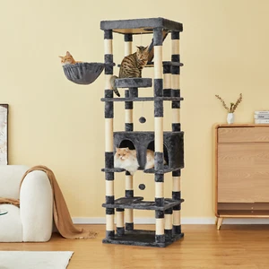 74.8'' Cat Tree Cat Tower Activity Center with Scratching Post Condo, Dark Grey. - Picture 1 of 7
