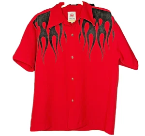 Men Biker/Bowling Shirt Firey Red Size Large - Picture 1 of 4