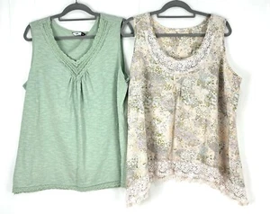Plus Size 16 - 18 Top Bundle Floral Cotton Linen Crochet Embroidered - Picture 1 of 5