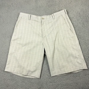 Nike Golf Shorts Mens Sz 35 Plaid Dri Fit Performance Flat Athletic Stretch Grey - Picture 1 of 7