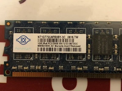 NANYA NT1GT72U8PB0BY-3C 1GB PC2-5300E Dimm Memory - Image 1 of 4
