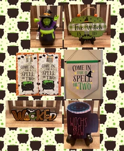 Halloween Witch Kitchen Towels, Witch Tier Tray Decor & Witch Wall Decor Signs - Picture 1 of 10