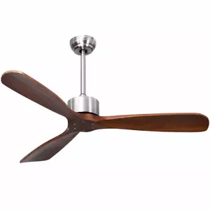 52" Modern Ceiling Fan Indoor & Garden Brushed Nickel Finish W/ Remote Control - Picture 1 of 11