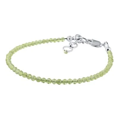Natural Peridot 1.5mm Beads 925 Sterling Silver Clasp 7.5 inch Gemstone Bracelet - Image 1 of 4